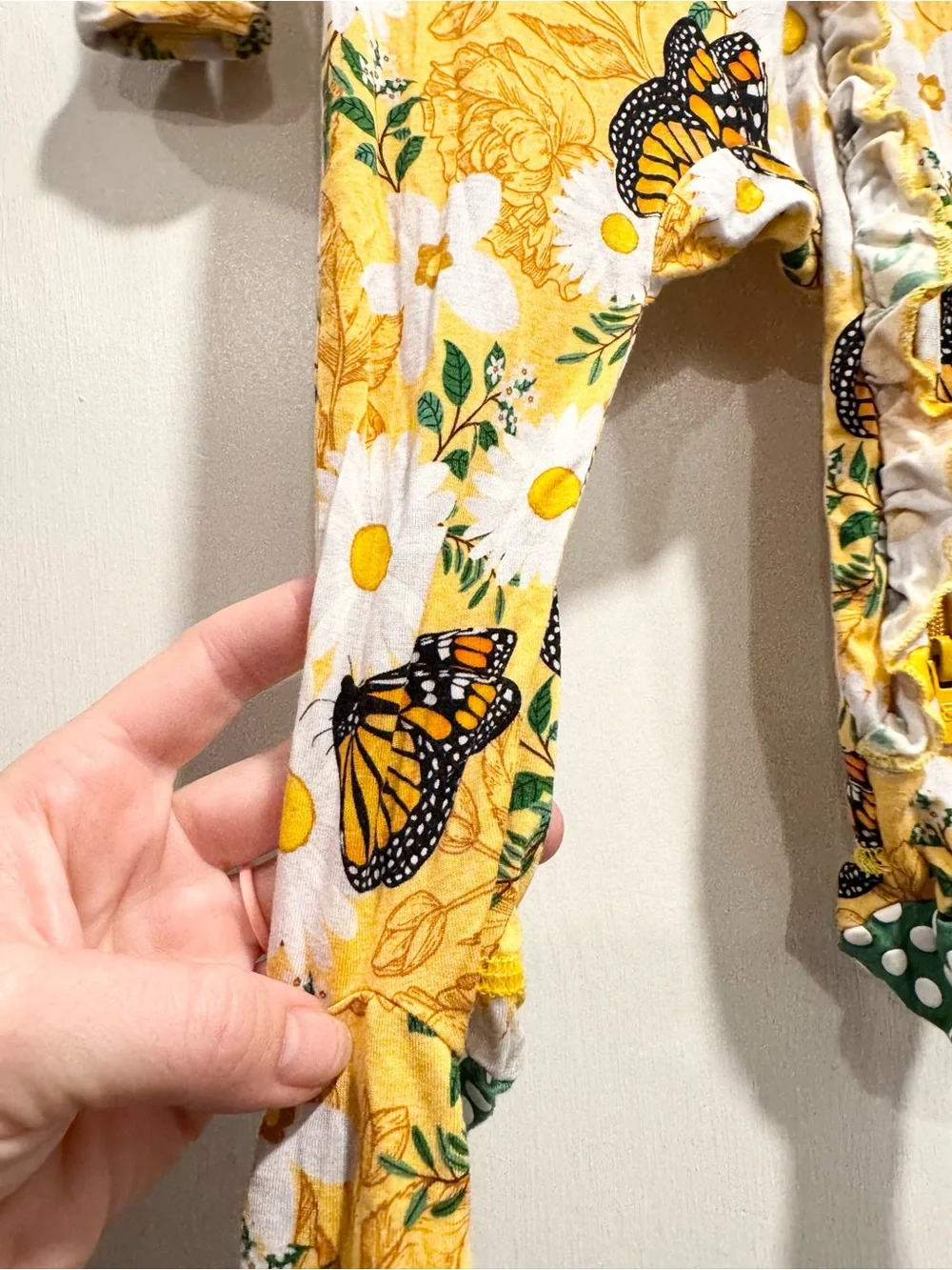 Bums & Roses Ruffle Footie Make Your Monarch 0-3M Butterfly Sunflower Floral